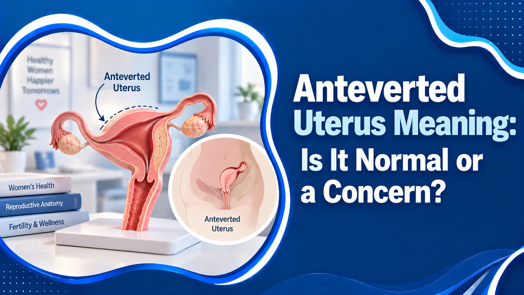 Anteverted uterus meaning showing uterus tilting forward toward bladder as most common normal uterine position