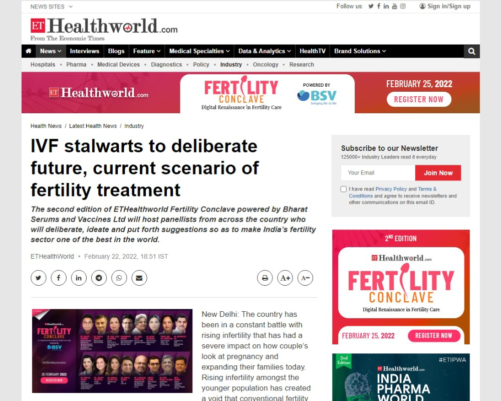 IVF stalwarts to deliberate future - current scenario of fertility treatment