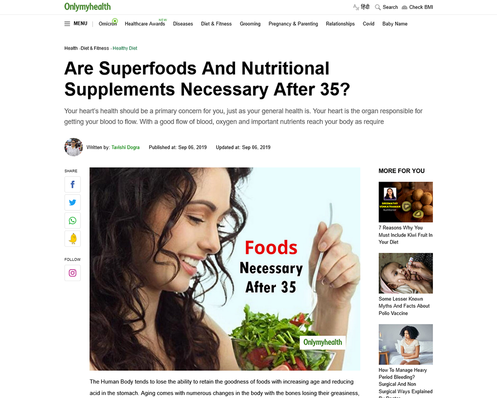 Are Superfoods And Nutritional Supplements Necessary After 35