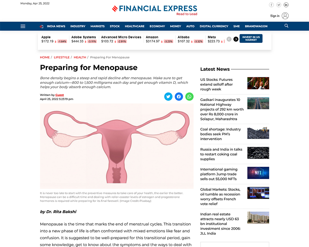 Preparing for Menopause The Financial Express