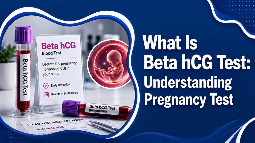 Beta hCG test blood test for detecting and monitoring pregnancy showing what it measures and means