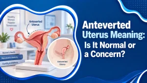 Anteverted uterus meaning showing uterus tilting forward toward bladder as most common normal uterine position
